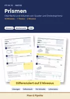 Vorschau - Arbeitsblätter - Prismen Oberfläche und Volumen Klasse 8 – Differenziertes Arbeitsblatt mit Lösungen | Fit in 10 Mathe - Deckblatt