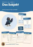 Vorschau - Poster - Subjekt Satzglieder Deutsch Klasse 5 6 | Poster und Tafelbild 12 Seiten + PowerPoint mit Lösungen | Zahlprobe, Kongruenz | Satzglieder im Blick 2 - Deckblatt