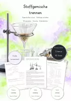 Vorschau - Unterrichtsreihen - Stoffeigenschaften systematisch untersuchen – Große Lernwerkstatt Chemie | Härte, Verformbarkeit, elektrische Leitfähigkeit, Wärmeleitfähigkeit, Magnetismus, Löslichkeit & Stoffsteckbriefe | Arbeitsblätter mit Lösungen - Deckblatt