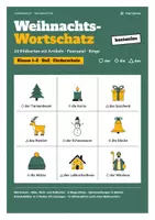 Vorschau - Arbeitsblätter - Weihnachten Wortschatz DaZ: 24 Bildkarten mit Artikeln, Paarspiel, Bingo - Deckblatt