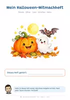 Vorschau - Arbeitsblätter - Mein Halloween-Mitmachheft – Rätseln, zählen, lesen, schreiben, 3-fach differenziert (Klasse 1–2) - Seite 1