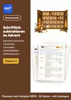 Vorschau - Arbeitsblätter - Schriftlich subtrahieren Advent Klasse 4 - Deckblatt