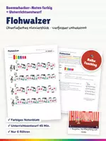 Vorschau - Stundenentwürfe - Flohwalzer – Boomwhacker Noten farbig + Unterrichtsentwurf – nur 6 Röhren, Fasching, Anfänger - Deckblatt