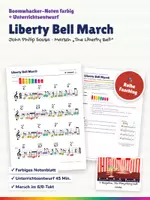 Vorschau - Stundenentwürfe - Liberty Bell March (Sousa) – Boomwhacker Noten farbig + Unterrichtsentwurf – Marsch im 6/8-Takt, Fasching - Deckblatt