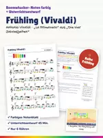 Vorschau - Stundenentwürfe - Frühling (Vivaldi) – Boomwhacker Noten farbig + Unterrichtsentwurf – Vier Jahreszeiten, Ostern, nur 6 Röhren - Deckblatt