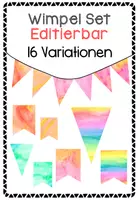 Vorschau - Mal- und Bastelvorlagen - Wimpel Editierbar für Wimpelkette (16 Variationen) - Deckblatt
