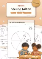 Vorschau - Arbeitsblätter - Sterne falten und schneiden | Scherenschnitt und Schneeflocken basteln | 12 Vorlagen in zwei Stufen mit Faltanleitung | Klasse 1-4 | Advent und Winter - Deckblatt