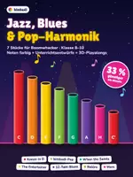 Vorschau - Stundenentwürfe - Jazz, Blues und Pop-Harmonik mit Boomwhackern: 7 Stücke für Klasse 8–10 – farbige Noten, Unterrichtsentwürfe, Hörfassungen + 3D-Playalongs - Deckblatt