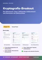 Vorschau - Arbeitsblätter - Kryptografie-Breakout | Escape Room mit Zahlenschloss | Cäsar, Vigenère, Passwörter | Informatik Klasse 7–9 | mit Lösungen - Deckblatt