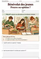 Aperçu - Feuilles d'exercices - Bénévolat preuve ou opinion - Français 4e–3e, livret - Page de couverture