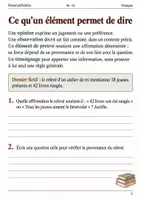Aperçu - Feuilles d'exercices - Bénévolat preuve ou opinion - Français 4e–3e, livret - Page 1