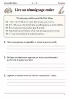 Aperçu - Feuilles d'exercices - Témoignage fictif repérer les incohérences - Français 4e–3e, livret - Page 3