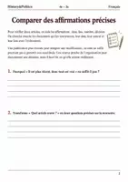 Aperçu - Feuilles d'exercices - Deux articles contradictoires vérifier les faits - Français 4e–3e, livret - Page 1