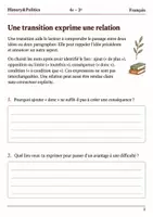 Aperçu - Feuilles d'exercices - Décider ensemble articuler des transitions - Français 4e–3e, livret - Page 1