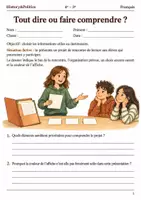 Aperçu - Feuilles d'exercices - Présenter un dossier hiérarchiser trois informations - Français 4e–3e, livret - Page de couverture