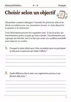 Aperçu - Feuilles d'exercices - Présenter un dossier hiérarchiser trois informations - Français 4e–3e, livret - Page 1