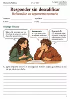 Vista previa - Hojas de trabajo - Reformular argumentos debate en 3.º–4.º ESO - Portada