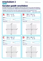Vorschau - Arbeitsblätter - Geraden gezielt verschieben | Mathematik Klasse 8 Gymnasium | 10 Arbeitsblätter mit Lösungen als PDF - Seite 2