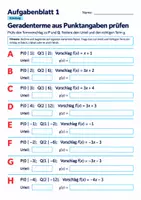 Vorschau - Arbeitsblätter - Geradenterme aus Punktangaben prüfen | Mathematik Klasse 8 Gymnasium | 10 Arbeitsblätter / Aufgabenblätter mit Lösungen als PDF - Seite 1