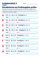 Vorschau - Arbeitsblätter - Geradenterme aus Punktangaben prüfen | Mathematik Klasse 8 Gymnasium | 10 Arbeitsblätter / Aufgabenblätter mit Lösungen als PDF - Seite 2