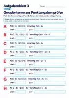 Vorschau - Arbeitsblätter - Geradenterme aus Punktangaben prüfen | Mathematik Klasse 8 Gymnasium | 10 Arbeitsblätter / Aufgabenblätter mit Lösungen als PDF - Seite 3
