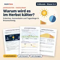 Vorschau - Arbeitsblätter - Warum wird es im Herbst kälter? Jahreszeiten und Tageslänge | Erdkunde Klasse 5/6 | mit Lösungen - Deckblatt