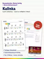 Vorschau - Stundenentwürfe - Kalinka – Boomwhacker Noten farbig + Unterrichtsentwurf – russisches Lied, immer schneller, nur 5 Röhren - Deckblatt