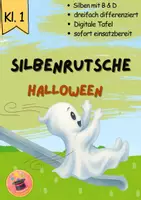 Vorschau - Fördermaterial/Inklusion - Silbenrutsche I Erstes Lesen von Silben I Silbenfahrt I dreifach differenziert I Halloween - Seite 1