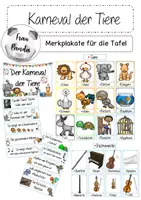 Vorschau - Merkblätter - Karneval der Tiere - Reihentransparenz, Instrumente, Tiere und ein Mini-Test und Rückmeldung - Deckblatt