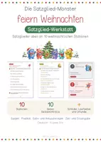 Vorschau - Stundenentwürfe - Weihnachtswerkstatt | Satzglieder üben an 10 weihnachtlichen Stationen - Deckblatt