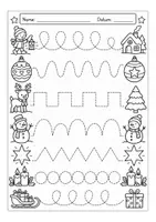 Vorschau - Arbeitsblätter - Graphomotorik Winter Weihnachten Nachspuren 1. Klasse Vorschule Schwungübungen Anfangsunterricht - Seite 1