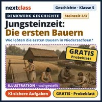 Vorschau - Arbeitsblätter - GRATIS Probeblatt: Denkwerk Geschichte: Jungsteinzeit – Die ersten Bauern – KI-sichere Aufgaben (Kl. 5) - Deckblatt