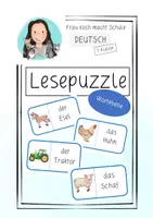 Vorschau - Spiele - Bauernhof-Lesepuzzle auf Wortebene! Welches Bild gehört zum Wort? - Deckblatt