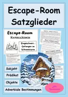 Vorschau - Stundenentwürfe - Escape-Room Deutsch: Satzglieder im Winter - Gefangen im Schneesturm - Deckblatt