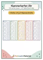 Vorschau - Fördermaterial/Inklusion - Uhr-Klammerkarten: Uhrzeiten lesen - Deckblatt