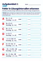 Vorschau - Arbeitsblätter - Fehler in Lösungsintervallen erkennen | Mathematik Klasse 8 Gymnasium | 10 Arbeitsblätter / Aufgabenblätter mit Lösungen als PDF - Seite 1