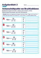 Vorschau - Arbeitsblätter - Achsenschnittpunkte von Bruchfunktionen | Mathematik Klasse 8 Gymnasium | 10 Arbeitsblätter / Aufgabenblätter mit Lösungen als PDF - Seite 2