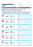 Vorschau - Arbeitsblätter - Achsenschnittpunkte von Bruchfunktionen | Mathematik Klasse 8 Gymnasium | 10 Arbeitsblätter / Aufgabenblätter mit Lösungen als PDF - Seite 3