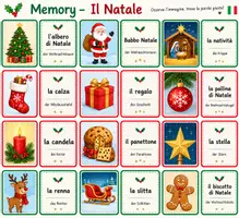 Vorschau - Spiele - Lessico Natale Weihnachts-Memory mit deutsch-italienischen Vokabeln - Deckblatt