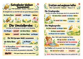 Vorschau - Merkblätter - Spickzettel Satzglieder mit Proben erkennen - Umstellen, ersetzen und weglassen | Deutsch | Klasse 3–5 - Seite 3