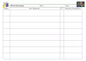 Vorschau - Arbeitsblätter - Wochenziel Rückmeldebogen Reflexionsbogen - Seite 1
