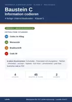 Vorschau - Stundenentwürfe - Informatik & Medienbildung Klasse 5 (neuer Bildungsplan) – Baustein C: Information codieren | 4 komplette Stunden - Deckblatt