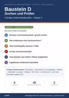 Vorschau - Stundenentwürfe - Informatik & Medienbildung Klasse 5 (neuer Bildungsplan) – Baustein D: Suchen und Prüfen | 6 komplette Stunden - Deckblatt