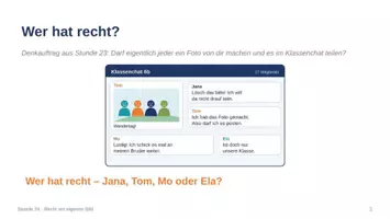 Vorschau - Stundenentwürfe - Informatik & Medienbildung Klasse 6 (neuer Bildungsplan) – Baustein E: Soziale Medien: Recht, Selbstdarstellung, Respekt | 5 komplette Stunden - Seite 1