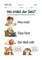 Vorschau - Arbeitsblätter - Wo endet der Satz Satzpunkt-Karte Klasse 1–2 - Deckblatt