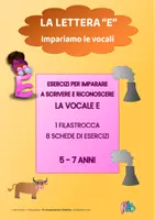 anteprima - Esercizi - LA VOCALE E: FILASTROCCA E 8 SCHEDE DI ESERCIZI - Pagina di copertina