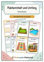 Vorschau - Fördermaterial/Inklusion - Aufgabenkarten: Flächeninhalt und Umfang - Deckblatt