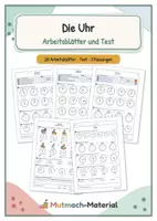 Vorschau - Arbeitsblätter - Uhr-Arbeitsblätter: 20 Arbeitsbläter mit Lösungen (differenziert) - Deckblatt