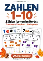 Vorschau - Arbeitsblätter - Zahlen 1–10 im Herbst | 20 Arbeitsblätter - Deckblatt