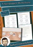 Vorschau - Arbeitsblätter - Fingerpuppen Wintertiere – Bastelvorlage mit Sachtext und Sprechaufgaben, 3-fach differenziert (Klasse 1/2) - Deckblatt